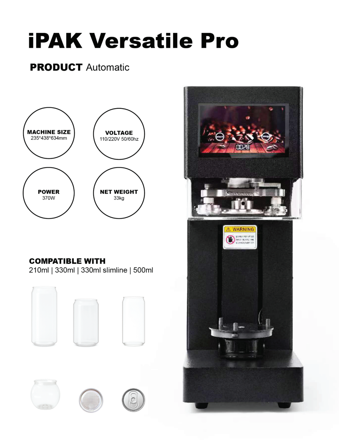NEW iPAK Versatile Pro Sealing Machine + 3 Boxes Cans (500ml) – iPAk